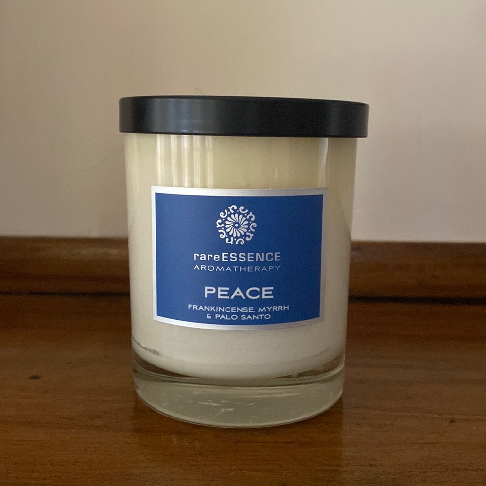 rareEssence Peace 6 oz Aromatherapy Soy Candle Frankincense, Myrrh, Palo Santo
